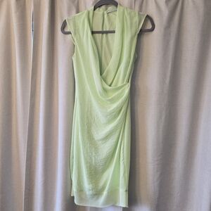 Tahari Green Draped Sleeveless Dress Size XS